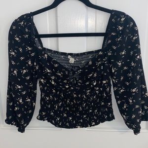 Floral Keyhole Blouse (S)